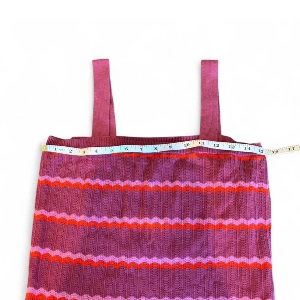 LOFT Outlet Ribbed Knit Tank Top Purple Pink Red Coral Striped Chevron Size S
